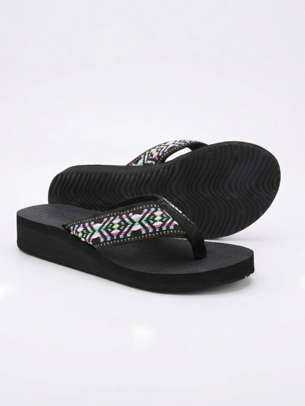 NWOT QLEYO Platform Flip Flops Arch Support Yoga Mat Wedge Tribal Strap 11